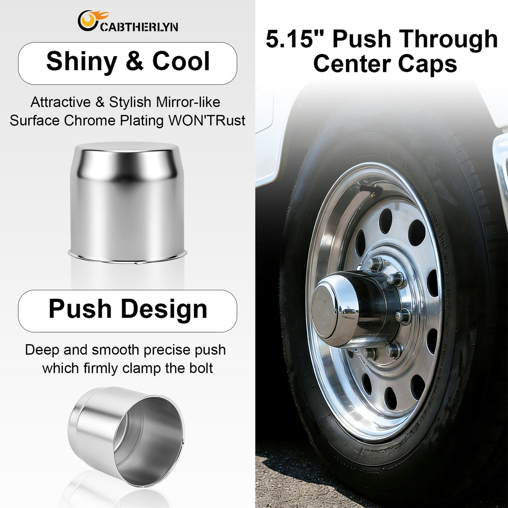 Chrome Push-On Axle Nut Cover – Large Dome Cylinder – 5" × 5.15" (LT6)
