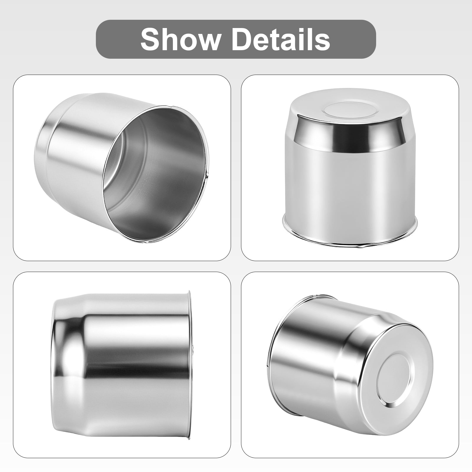 Chrome Push-On Axle Nut Cover – Large Dome Cylinder – 5" × 5.15" (LT6)