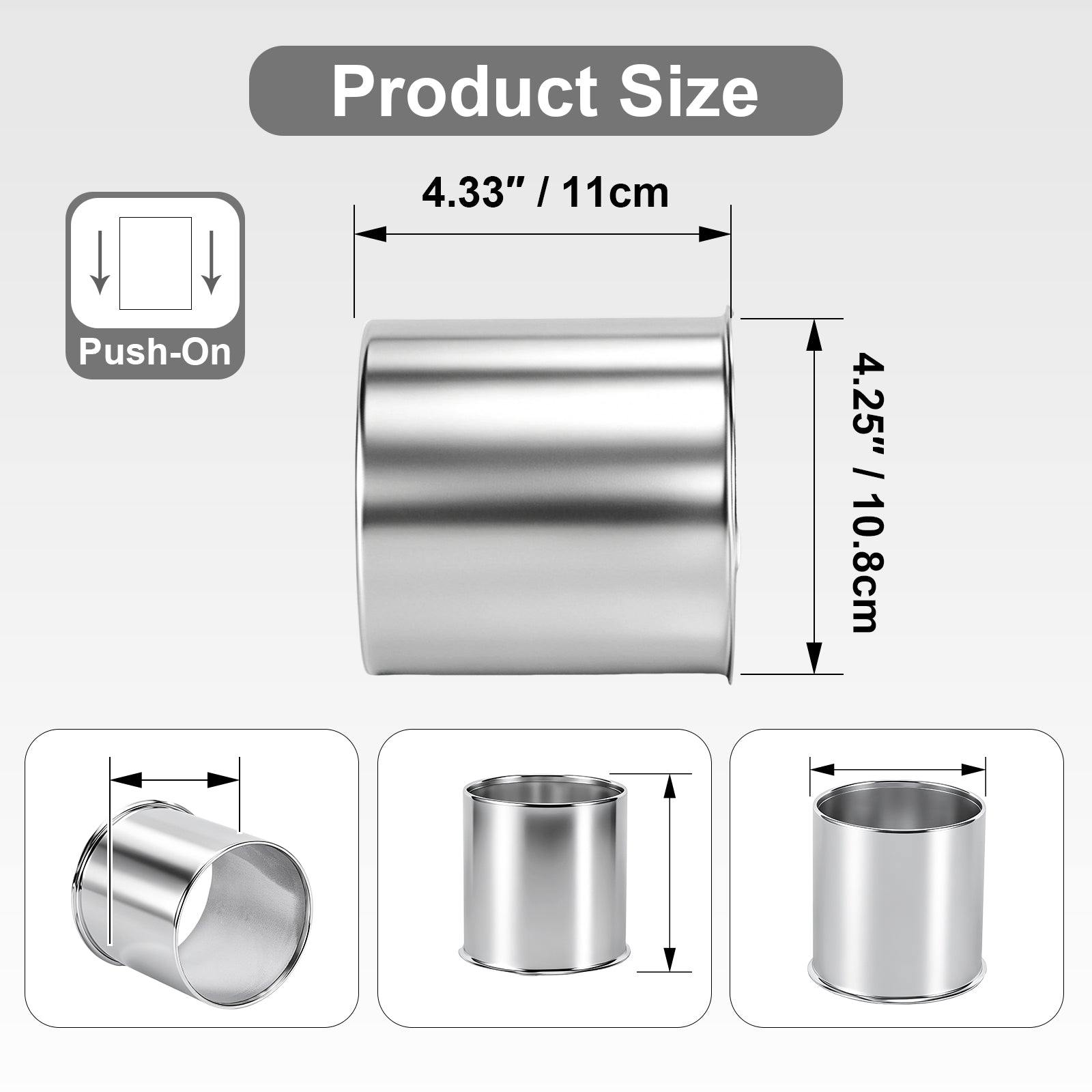 Chrome Push-On Axle Nut Cover – Rounded-Top Cylinder – 4.33" × 4.25" (LT2)
