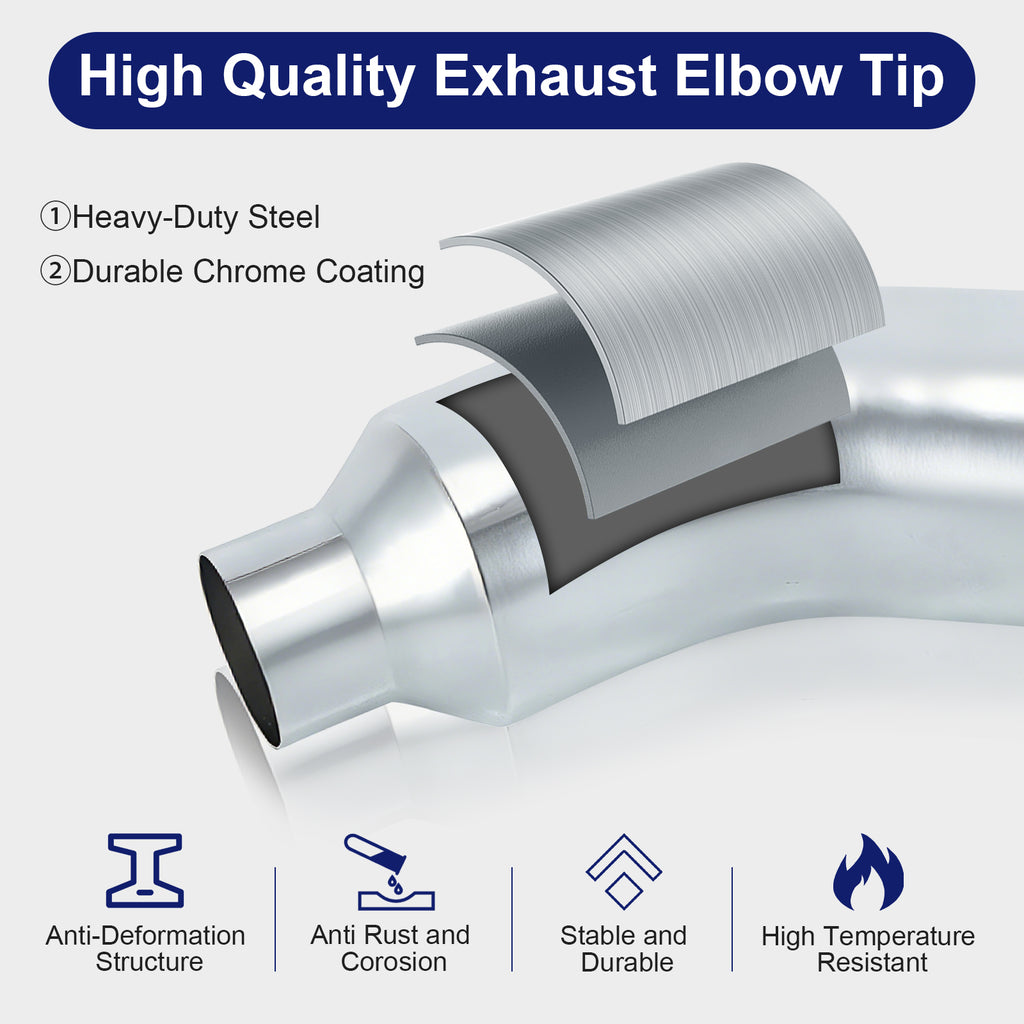 Chrome Bent Exhaust Adapter Tip – 4" Inlet – 5", 6", 7" Outlet