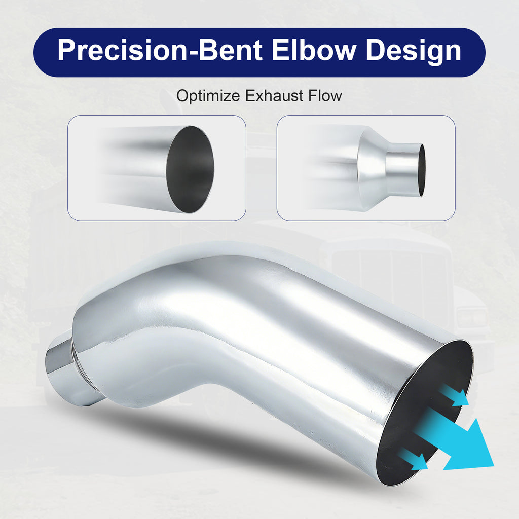 Chrome Bent Exhaust Adapter Tip – 4" Inlet – 5", 6", 7" Outlet