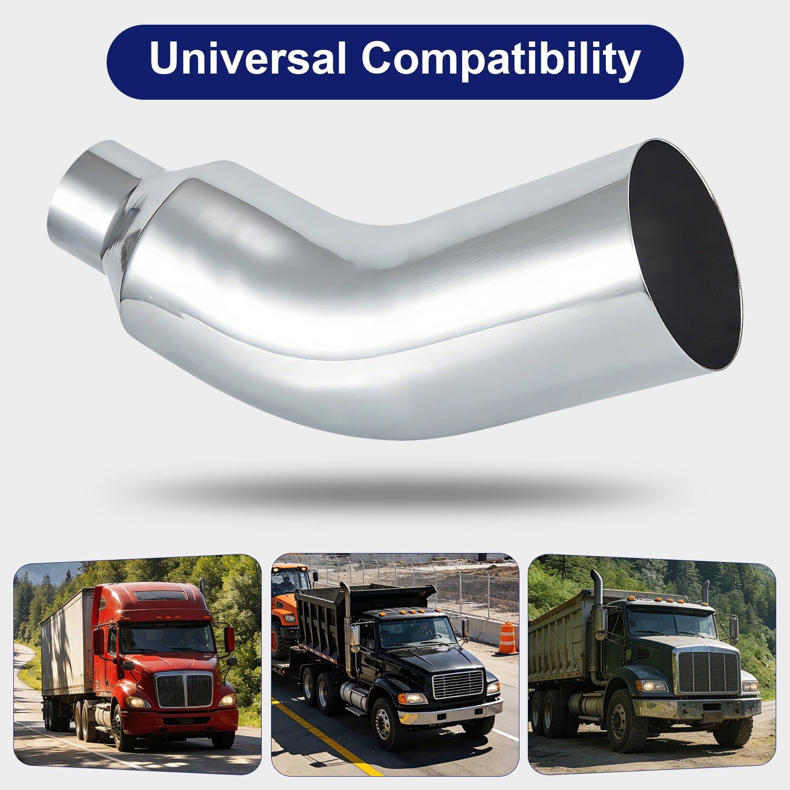 Chrome Bent Exhaust Adapter Tip – 4" Inlet – 5", 6", 7" Outlet