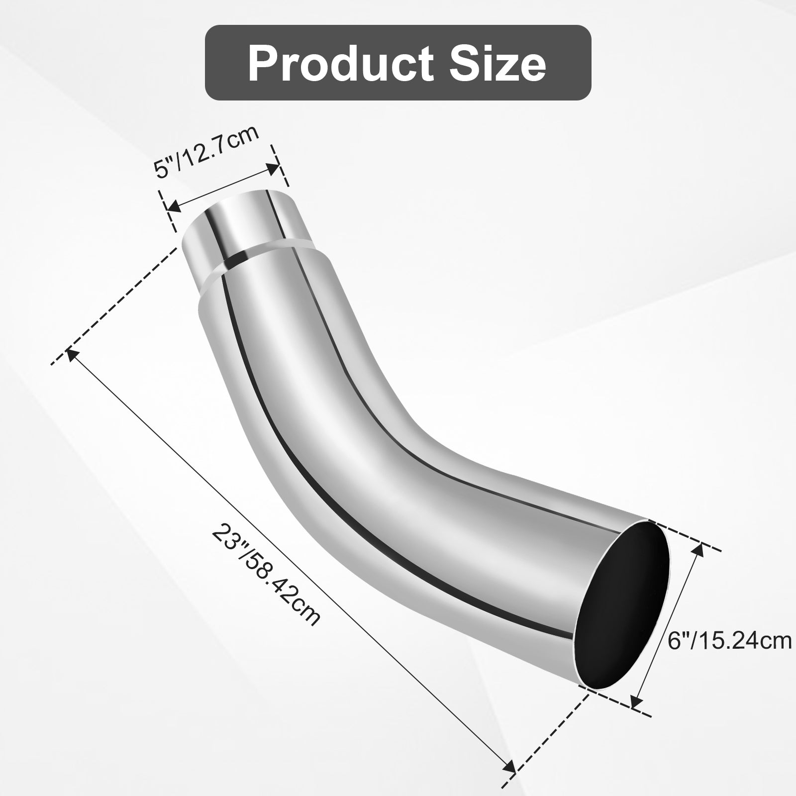 Chrome Bent Exhaust Adapter Tip – 5" Inlet – 6", 7", 8" Outlet
