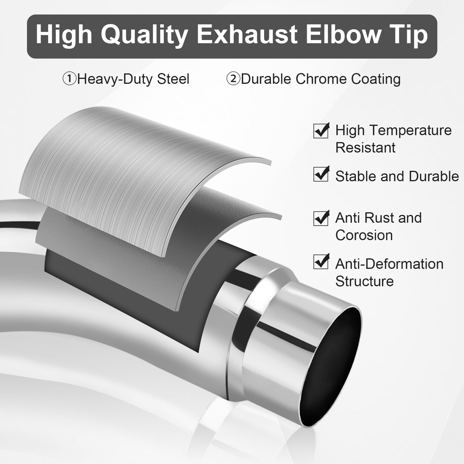 Chrome Bent Exhaust Adapter Tip – 5" Inlet – 6", 7", 8" Outlet