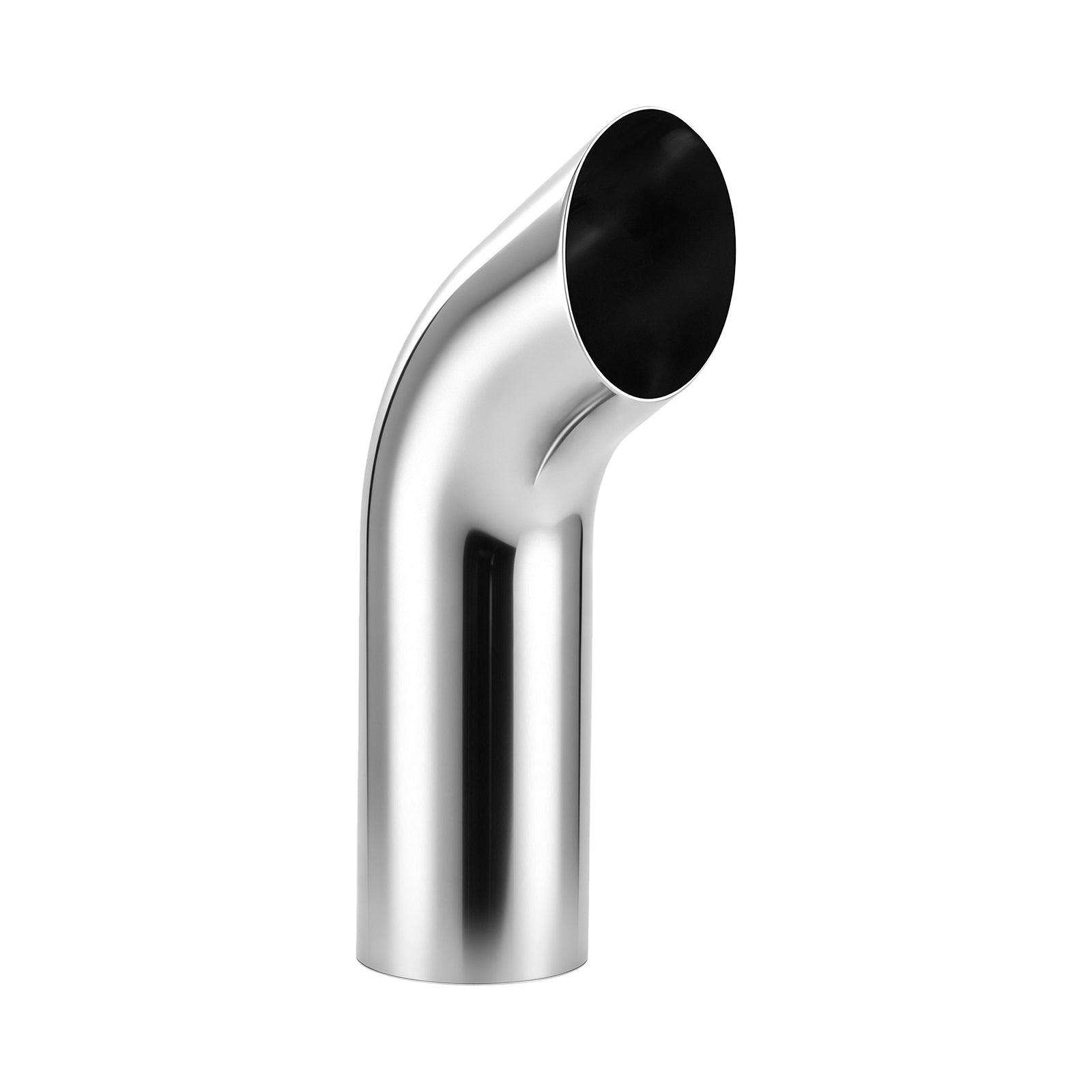 Chrome Curved Exhaust Stack – 5" Diameter – 18", 24", 36", 48", 60" Lengths – Truck Smokestack