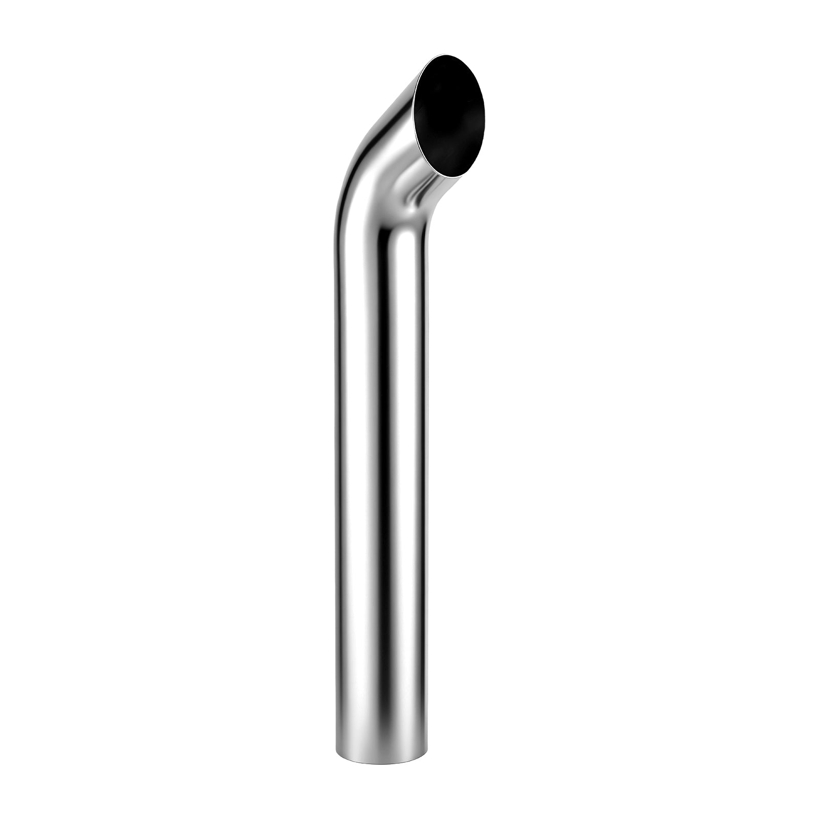 Chrome Curved Exhaust Stack – 5" Diameter – 18", 24", 36", 48", 60" Lengths – Truck Smokestack
