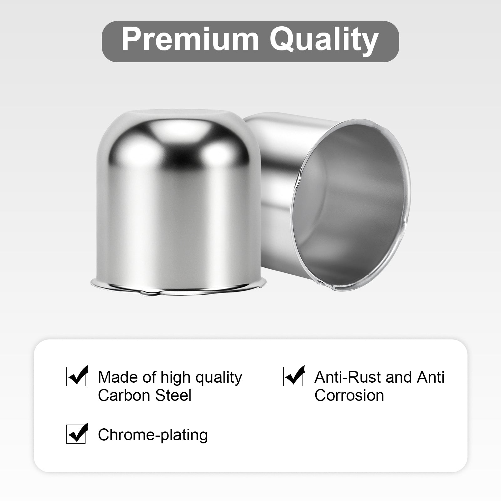 Chrome Push-On Axle Nut Cover – Small Tapered Dome – 3.03" × 3.31" (LT1)