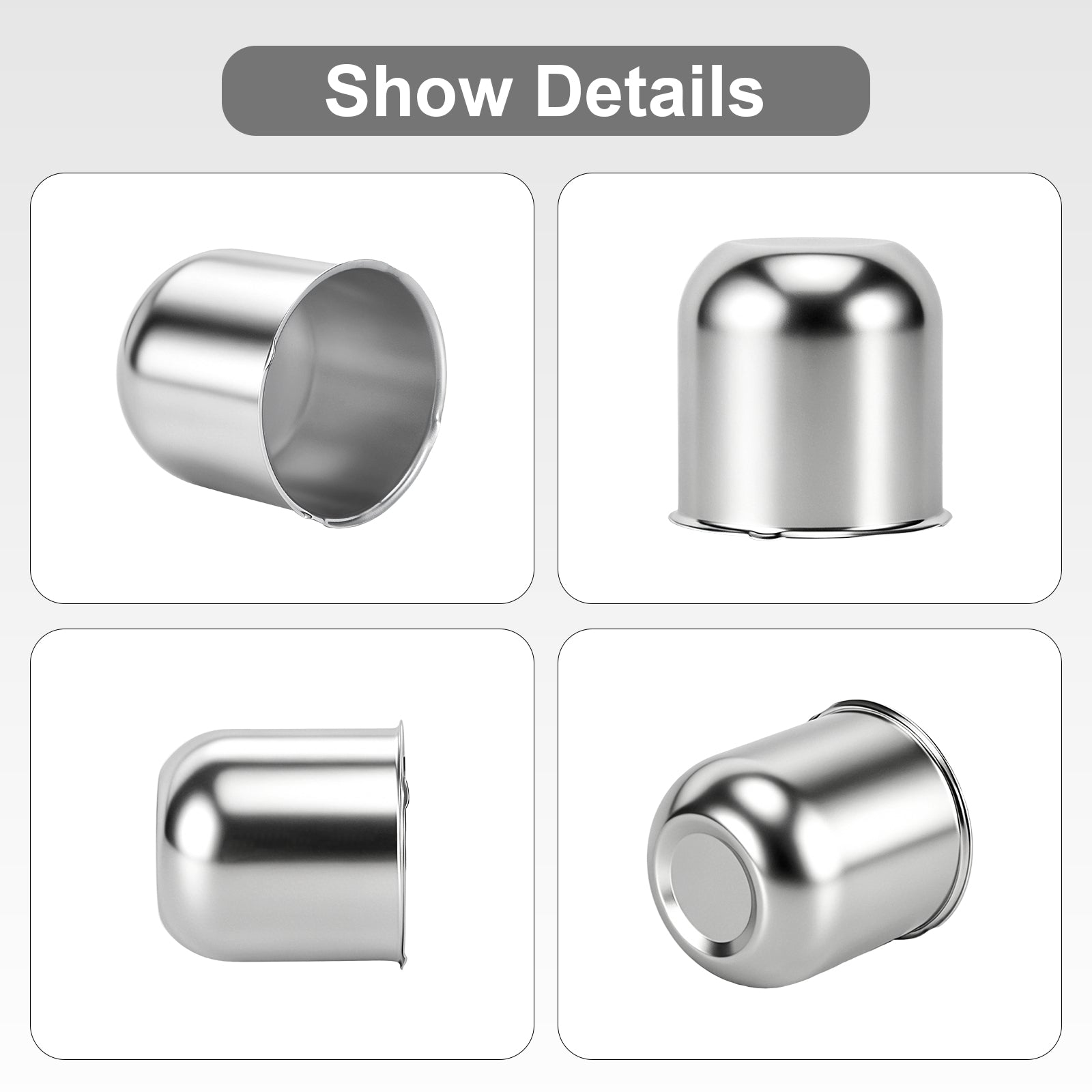 Chrome Push-On Axle Nut Cover – Small Tapered Dome – 3.03" × 3.31" (LT1)