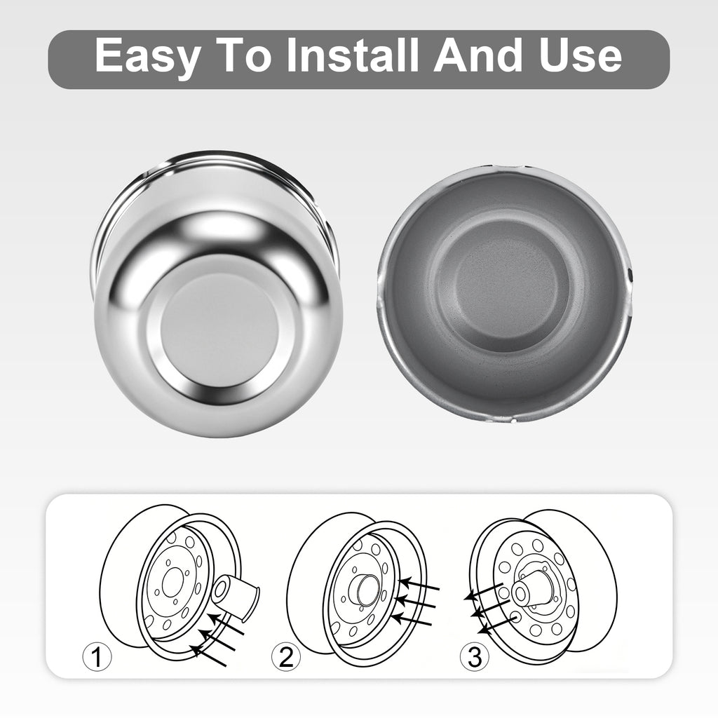 Chrome Push-On Axle Nut Cover – Small Tapered Dome – 3.03" × 3.31" (LT1)