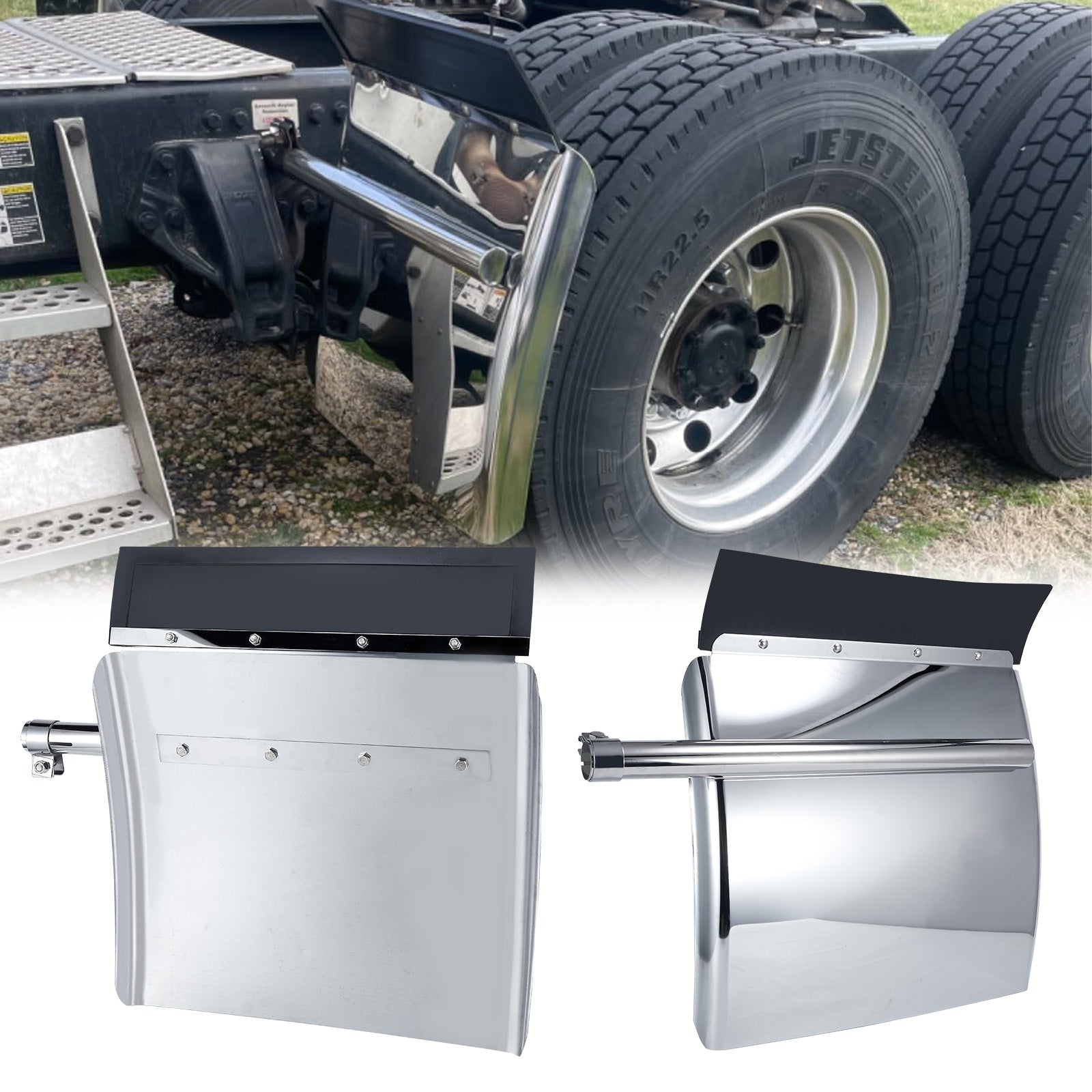 Polished Stainless 24" Truck Quarter Fender – Smooth Face – Pair (4001)