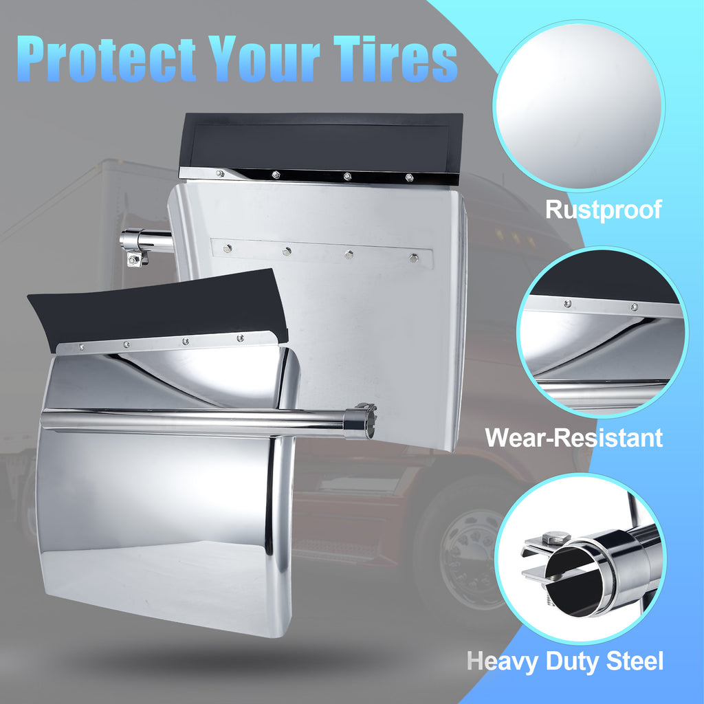 Polished Stainless 24" Truck Quarter Fender – Smooth Face – Pair (4001)