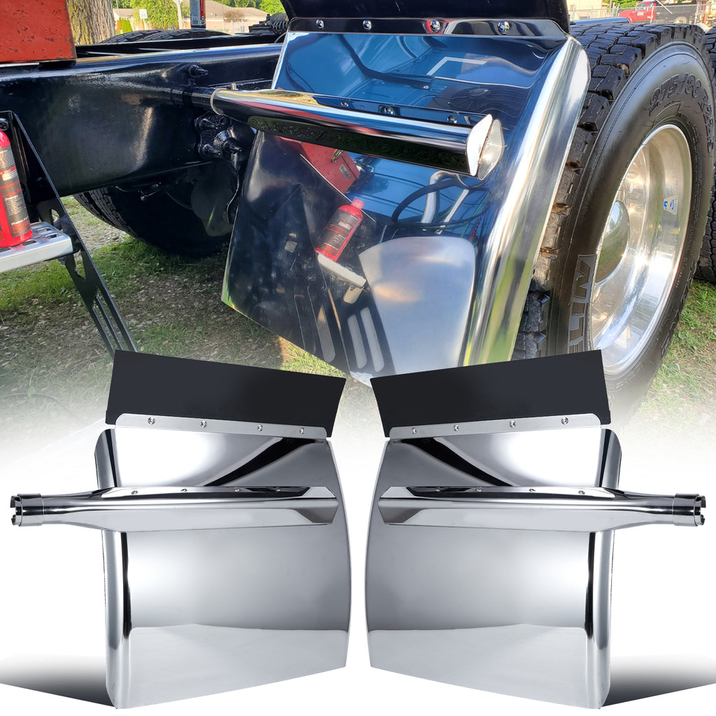 Polished Stainless 24" Truck Quarter Fender – Curved Character Rib – Pair (5001)