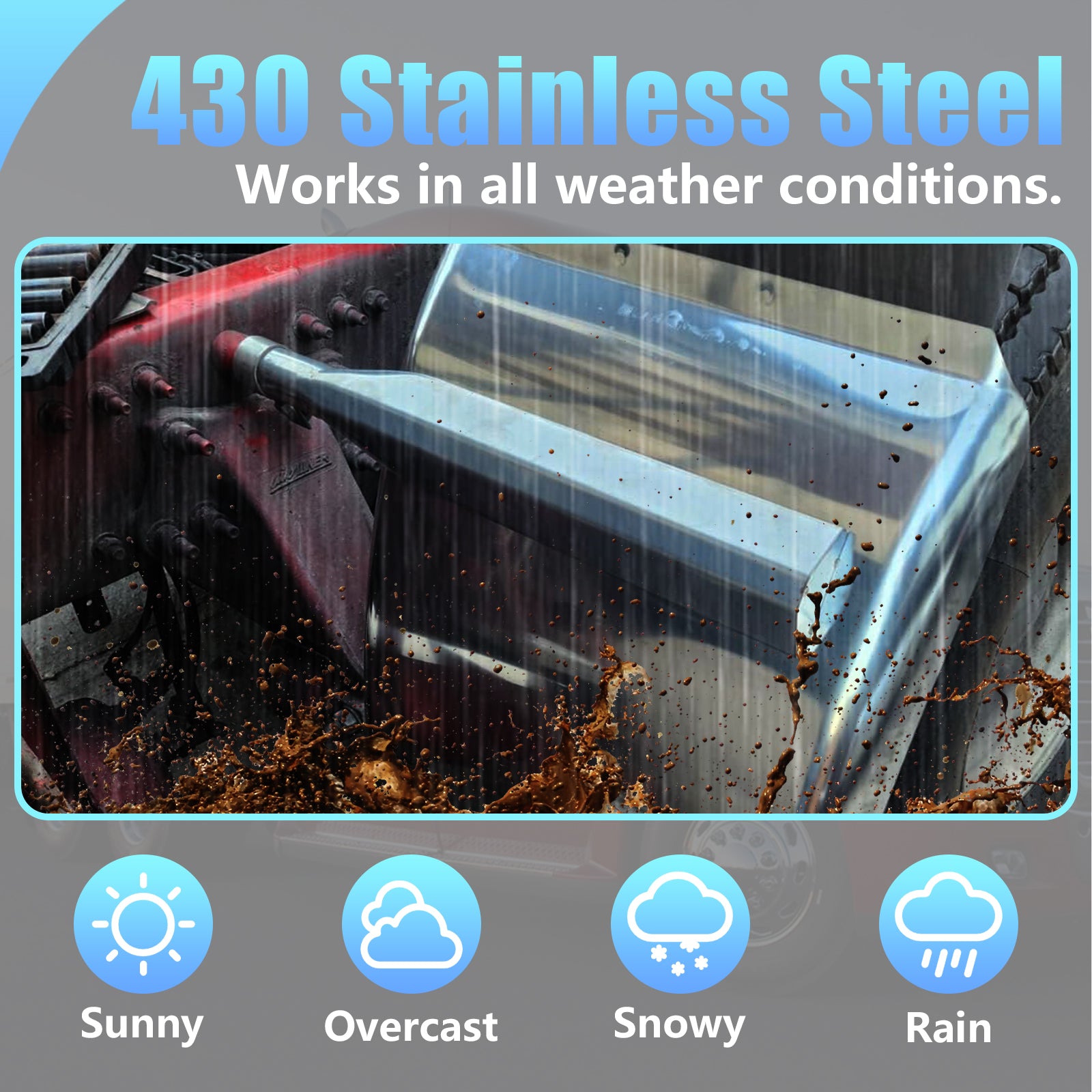 Polished Stainless 24" Truck Quarter Fender – Curved Character Rib – Pair (5001)