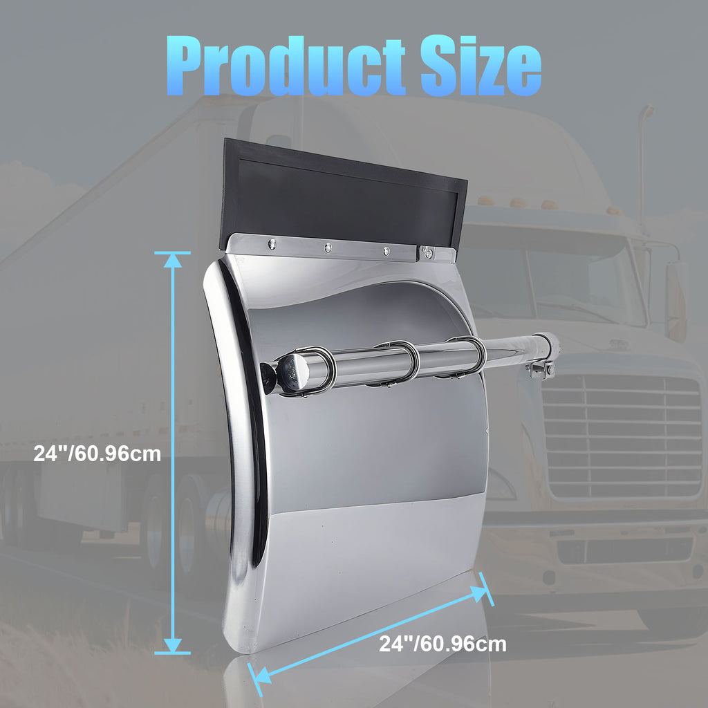 Polished Stainless 24" Truck Quarter Fender – 3-Bar Reinforcement – Pair (6001)