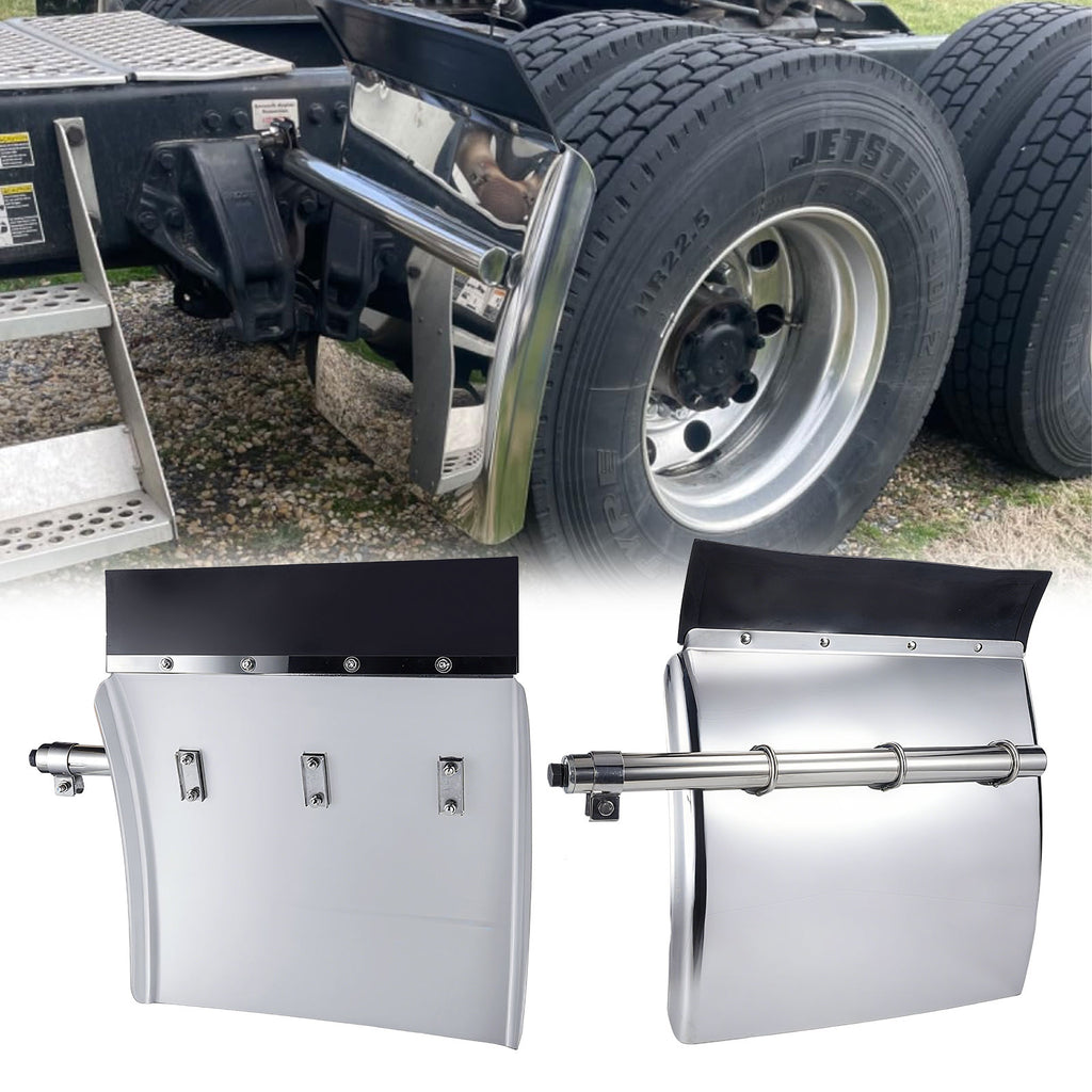 Polished Stainless 24" Truck Quarter Fender – 3-Bar Reinforcement – Pair (6001)