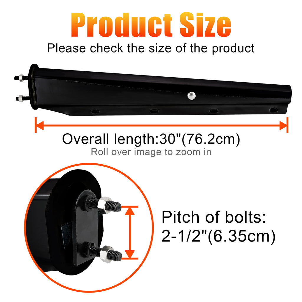 Black Truck Mud Flap Hanger – 30" Straight Tapered, MF10 Rev – Dual Bolt Pitch – Pair (646BK)