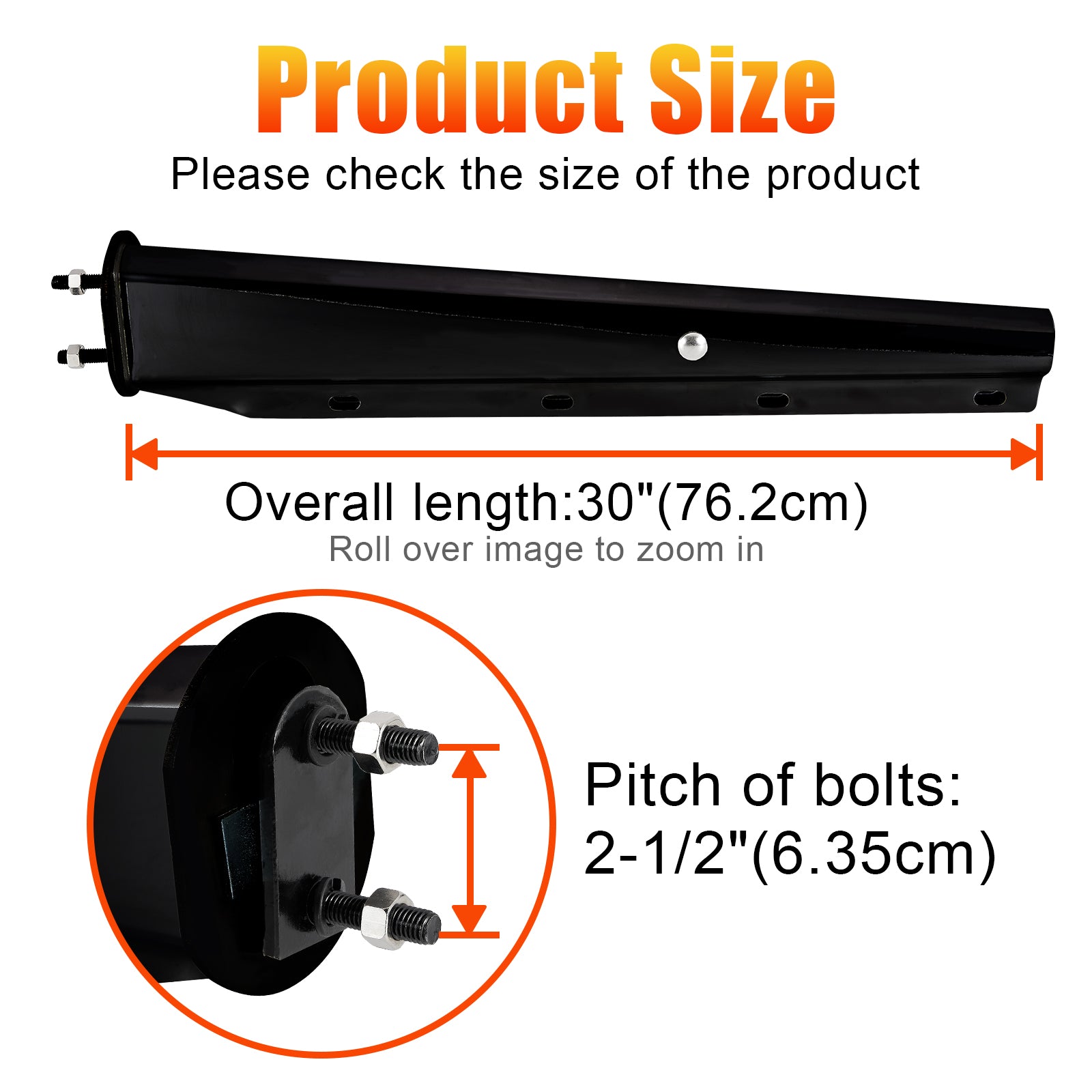 Black Truck Mud Flap Hanger – 30" Straight Tapered, MF10 Rev – Dual Bolt Pitch – Pair (646BK)