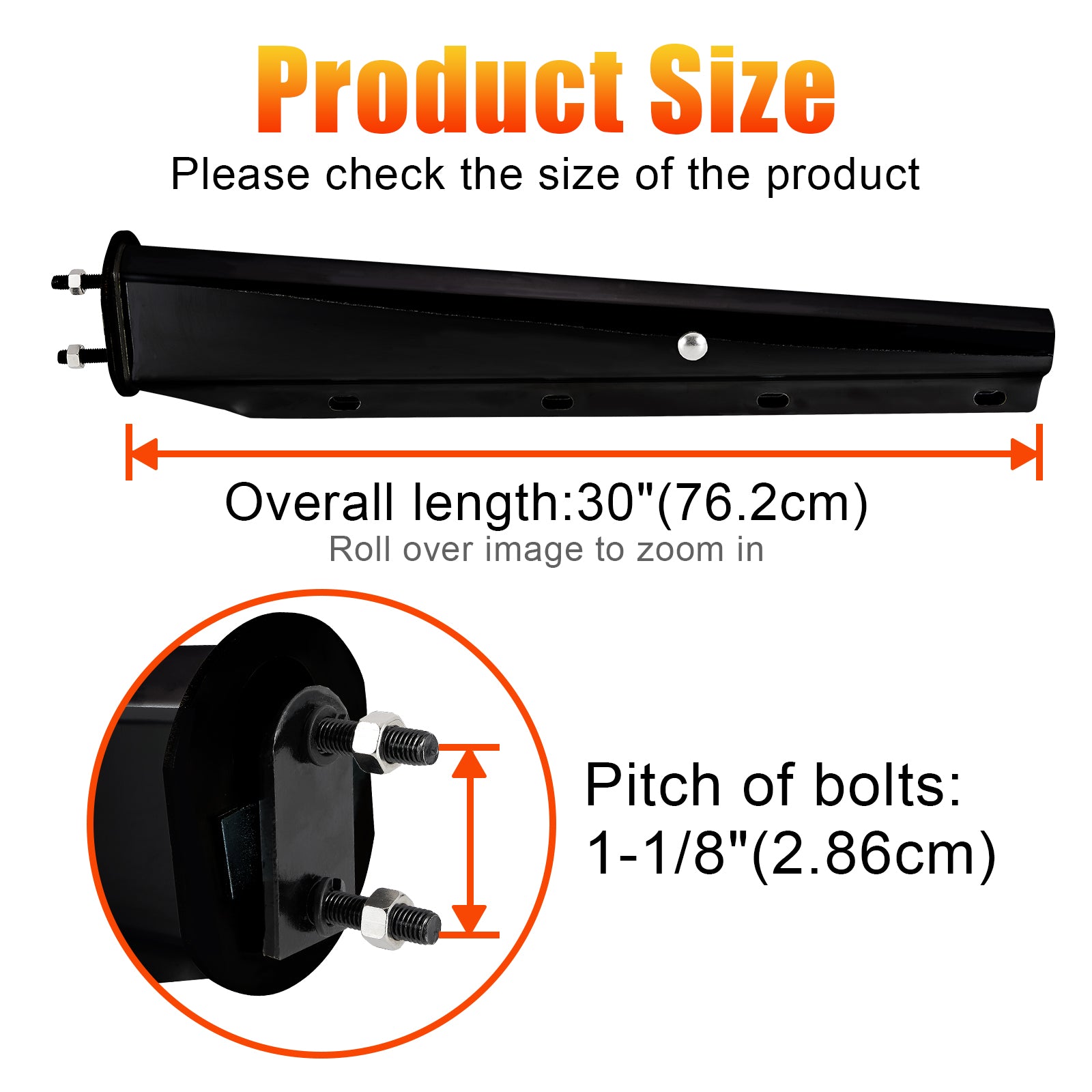 Black Truck Mud Flap Hanger – 30" Straight Tapered, MF10 Rev – Dual Bolt Pitch – Pair (646BK)