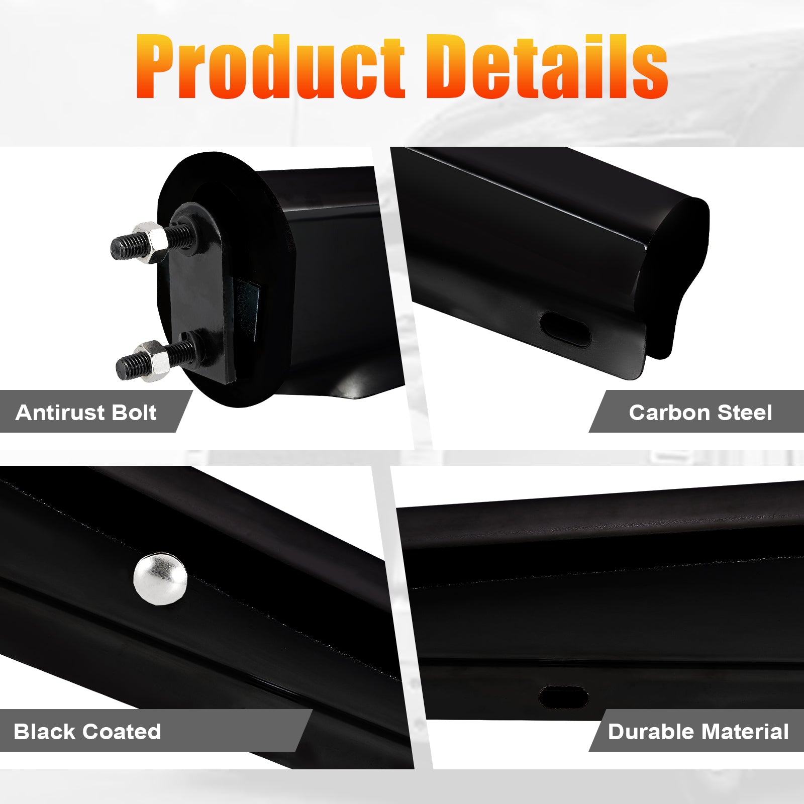 Black Truck Mud Flap Hanger – 30" Straight Tapered, MF10 Rev – Dual Bolt Pitch – Pair (646BK)