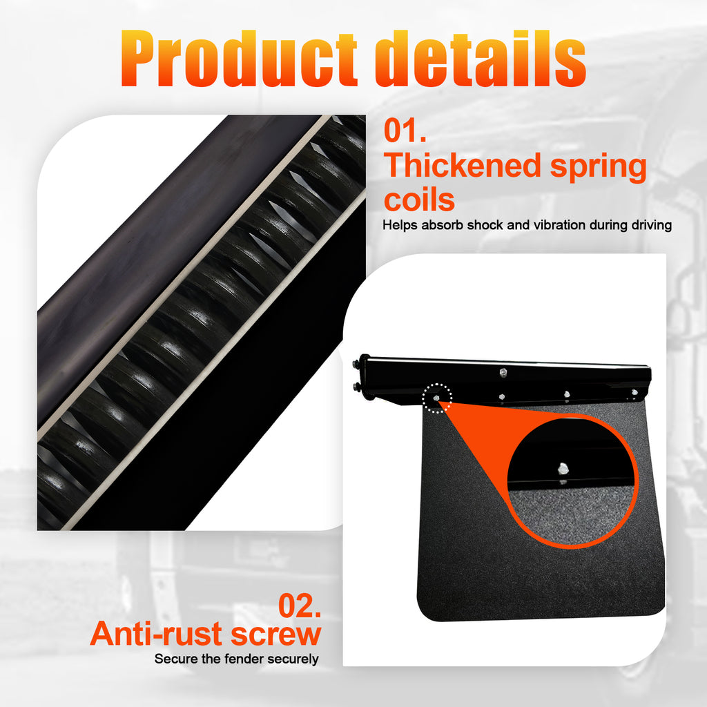 Black Truck Mud Flap Hanger – 30" Straight Tapered, MF10 Rev – Dual Bolt Pitch – Pair (646BK)