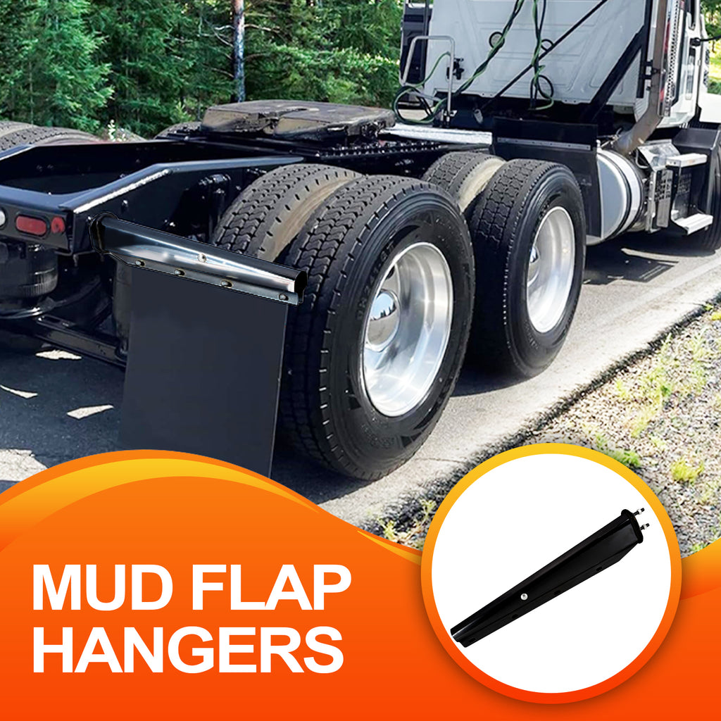 Black Truck Mud Flap Hanger – 30" Straight Tapered, MF10 Rev – Dual Bolt Pitch – Pair (646BK)