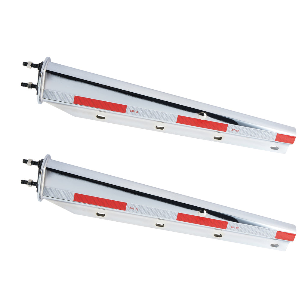 Chrome Truck Mud Flap Hanger – 30" with DOT-C2 Reflective Tape – Dual Bolt Pitch – Pair (646CH)