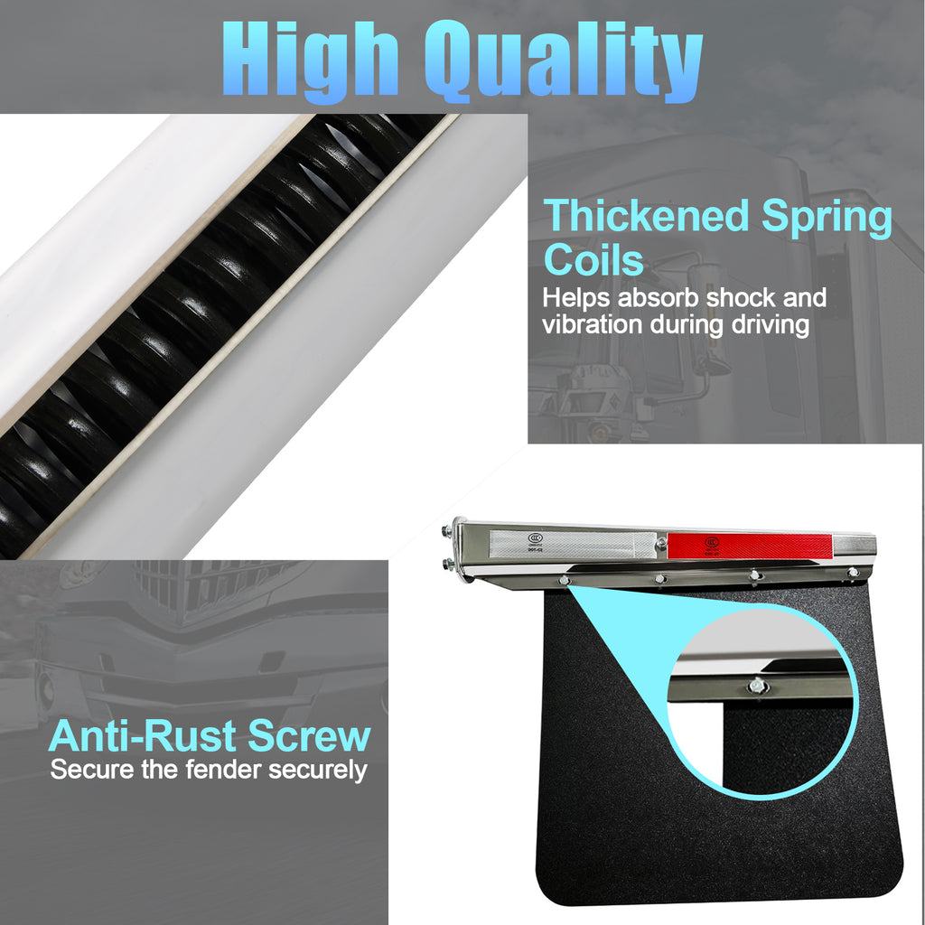 Chrome Truck Mud Flap Hanger – 30" with DOT-C2 Reflective Tape – Dual Bolt Pitch – Pair (646CH)