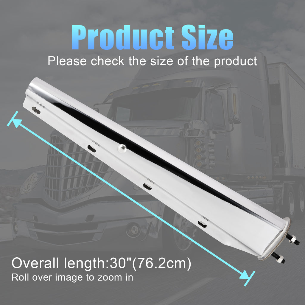 Polished Stainless Truck Mud Flap Hanger – 30" Straight Tapered, MF06 Rev – Pair