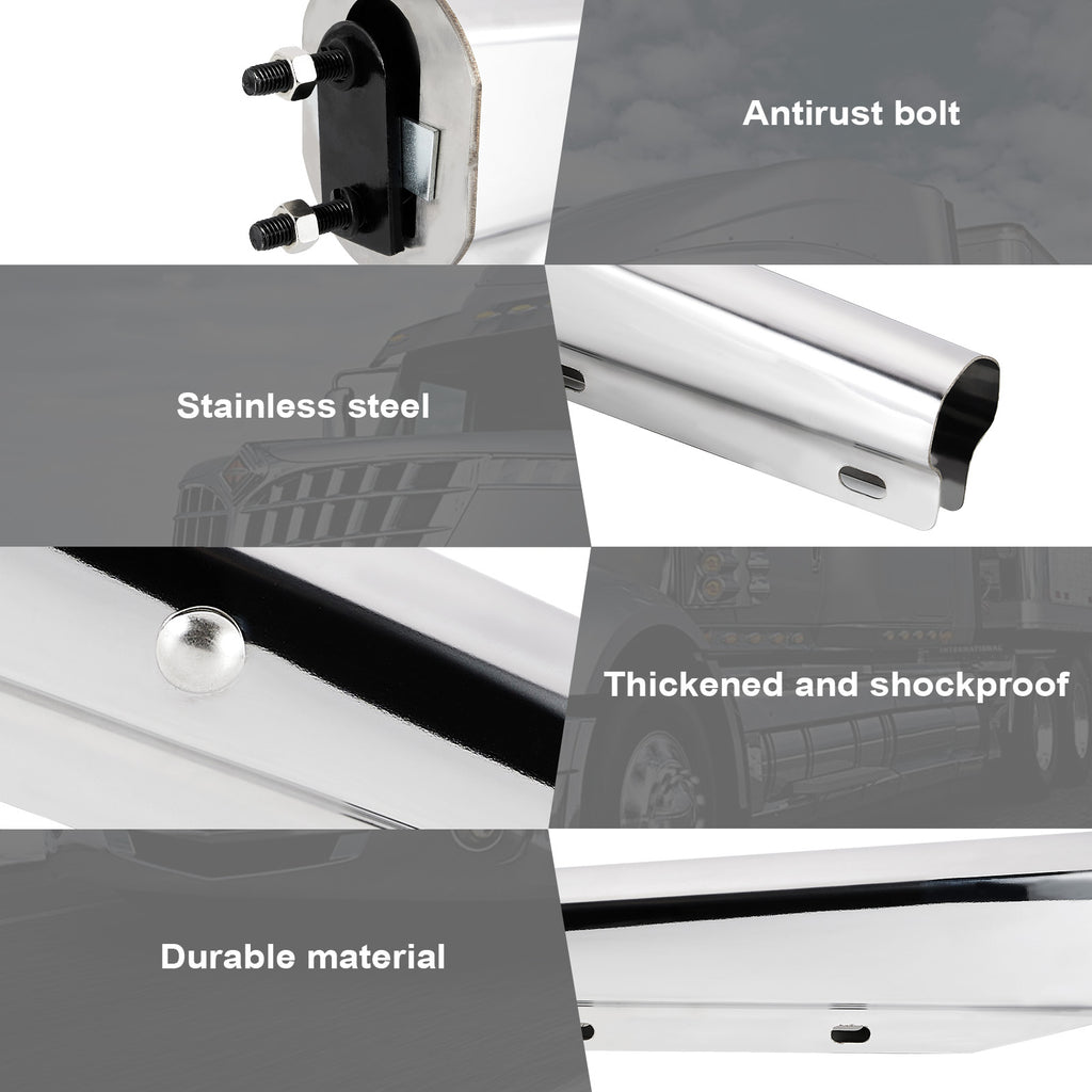 Polished Stainless Truck Mud Flap Hanger – 30" Straight Tapered, MF06 Rev – Pair