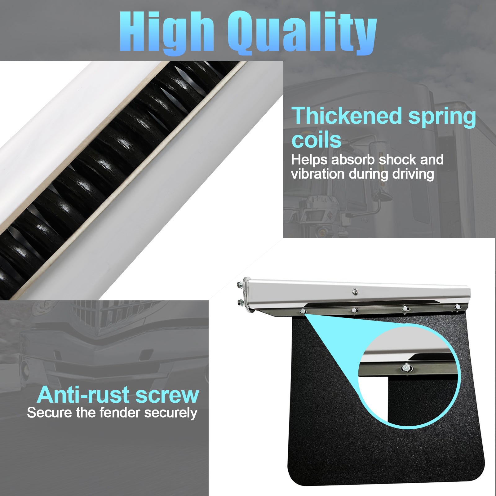 Polished Stainless Truck Mud Flap Hanger – 30" Straight Tapered, MF06 Rev – Pair
