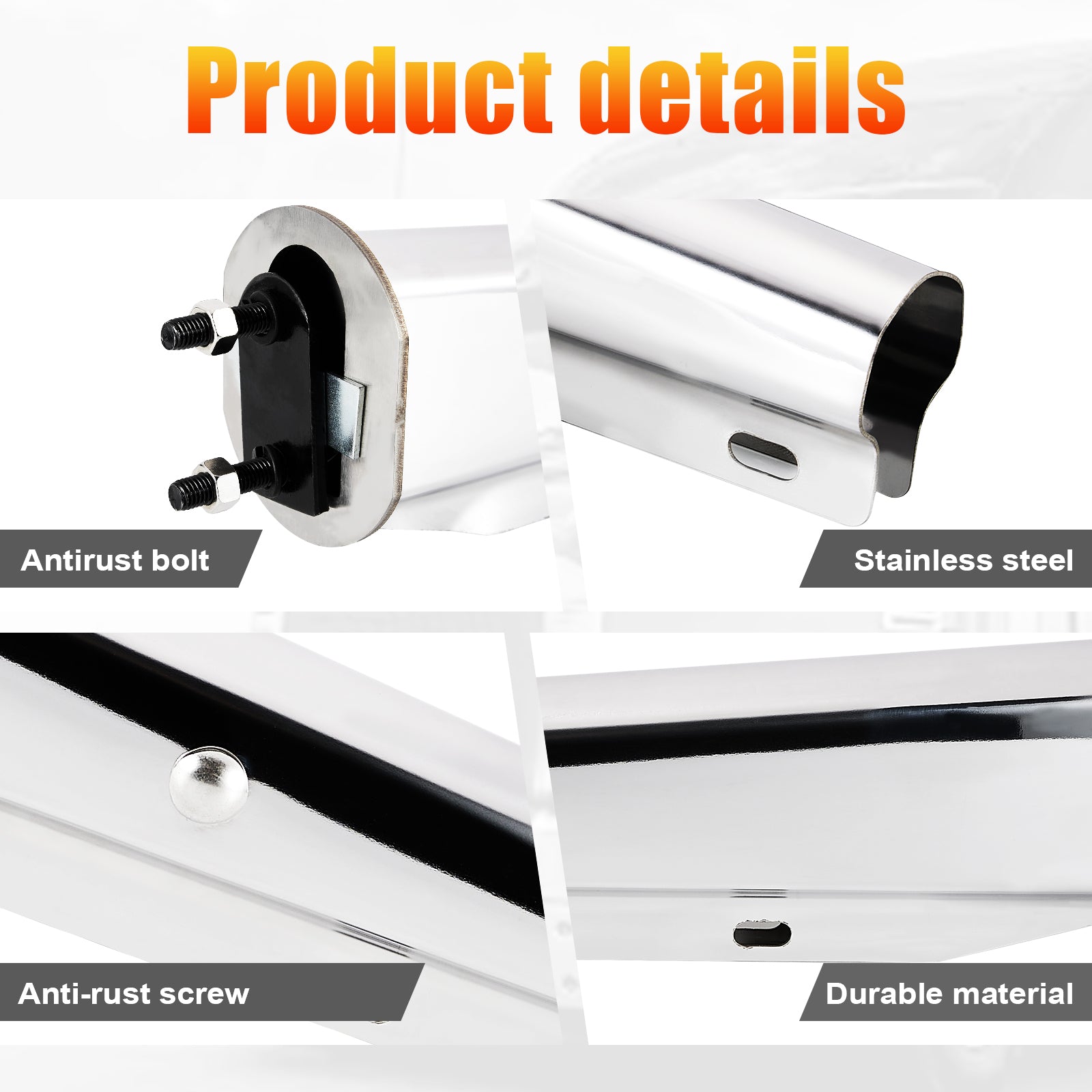 Polished Stainless Truck Mud Flap Hanger – 30" Straight Tapered – Pair (646SS)