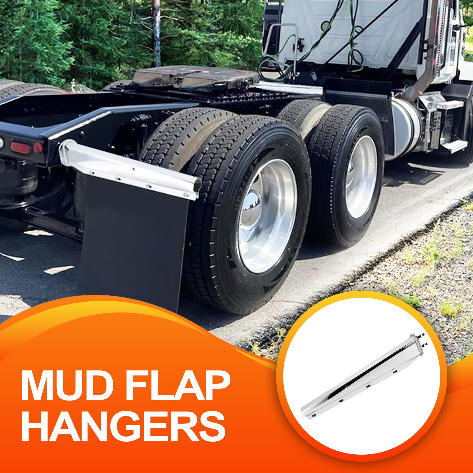 Polished Stainless Truck Mud Flap Hanger – 30" Straight Tapered – Pair (646SS)