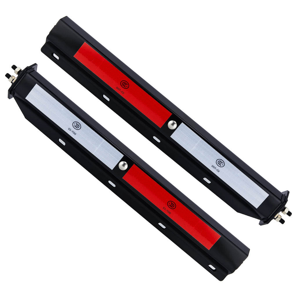 Black Truck Mud Flap Hanger – 30" Straight Rectangular Bar with DOT-C2 Reflective Tape – Pair (655BK)