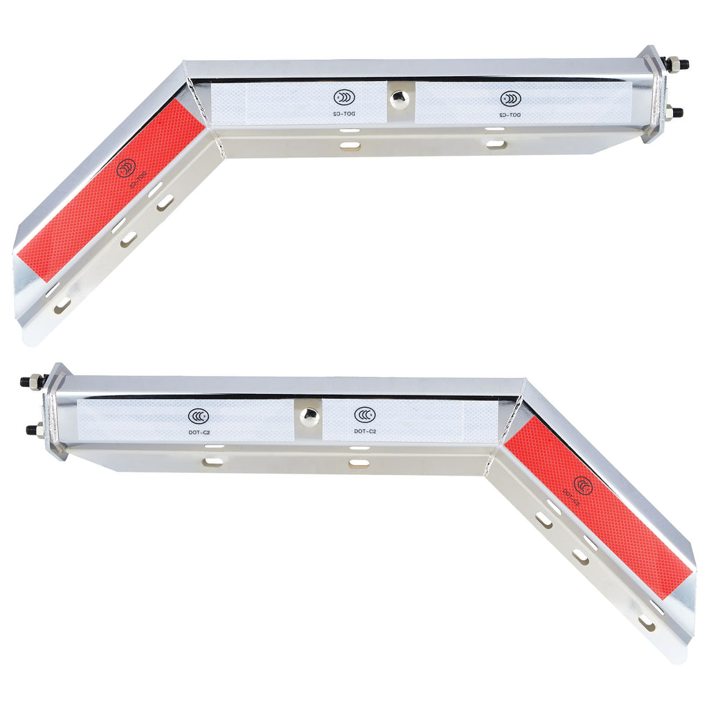 Chrome Truck Mud Flap Hanger – 30" Angled/Bent with DOT-C2 Reflective Tape – Pair (655CH)