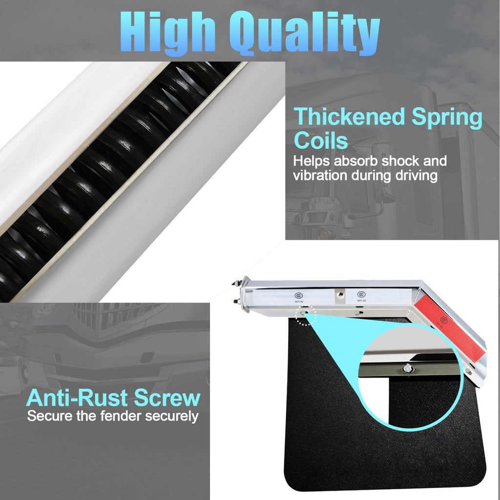 Chrome Truck Mud Flap Hanger – 30" Angled/Bent with DOT-C2 Reflective Tape – Pair (655CH)