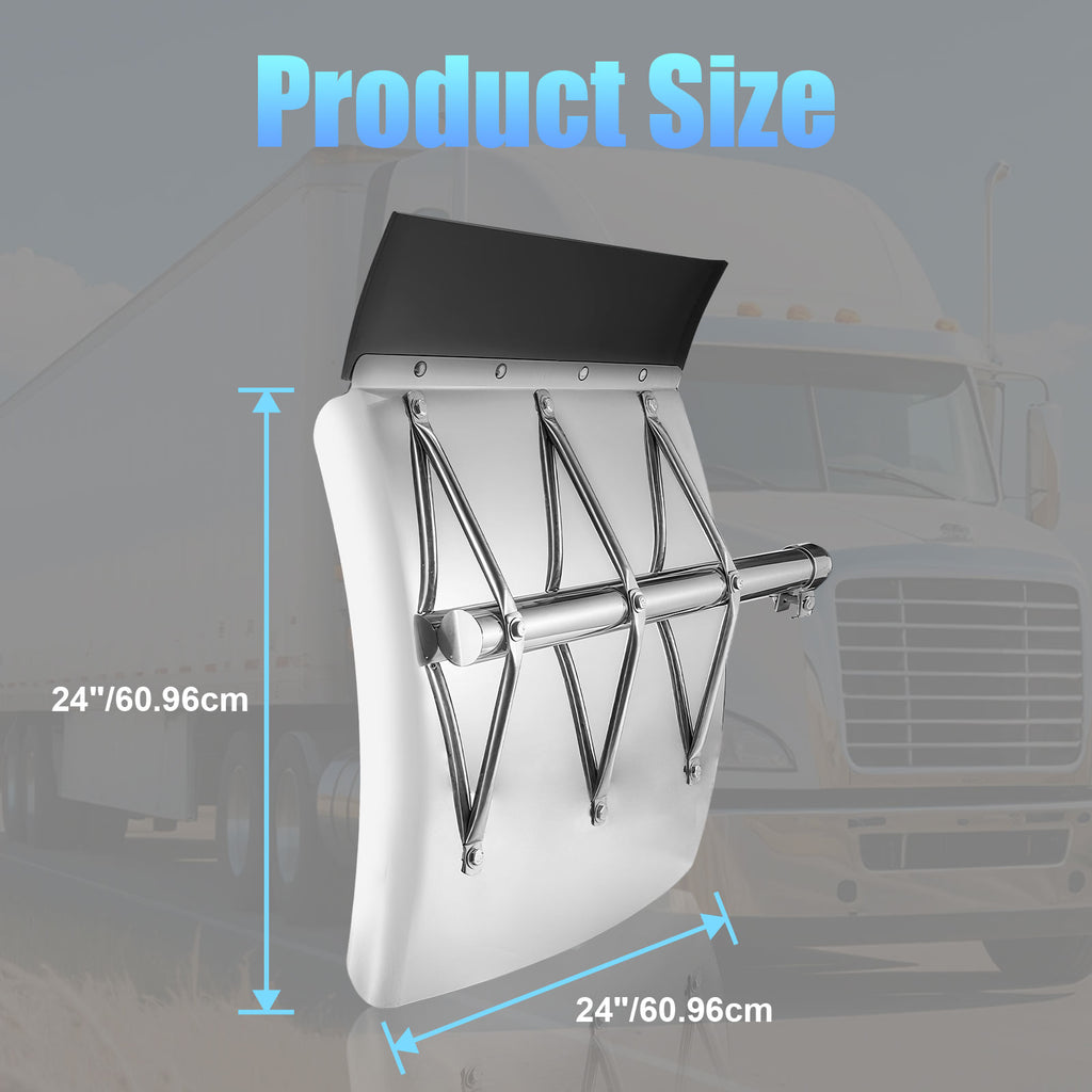 Polished Stainless 24" Truck Quarter Fender – X-Lattice Reinforcement – Pair (7001)