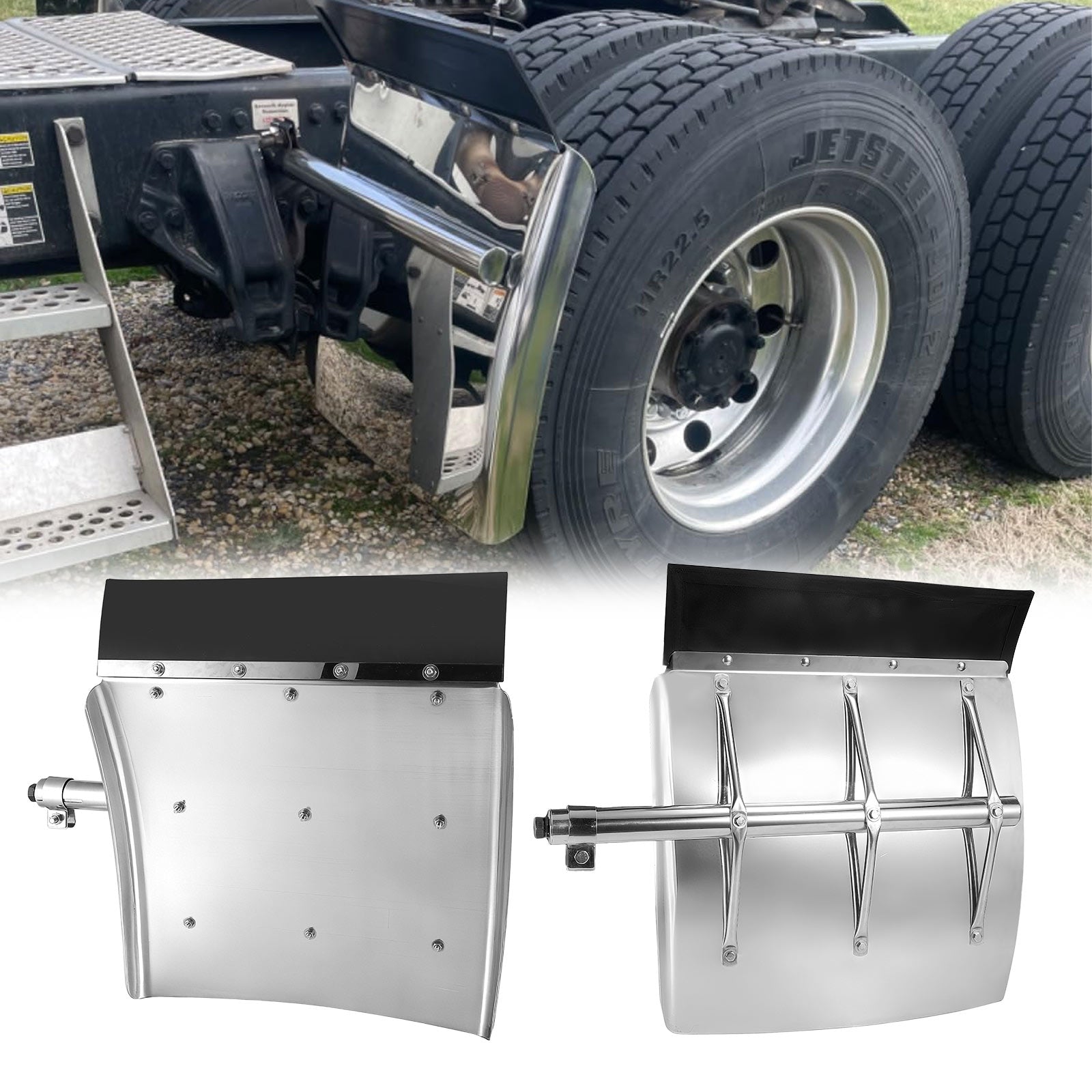 Polished Stainless 24" Truck Quarter Fender – X-Lattice Reinforcement – Pair (7001)