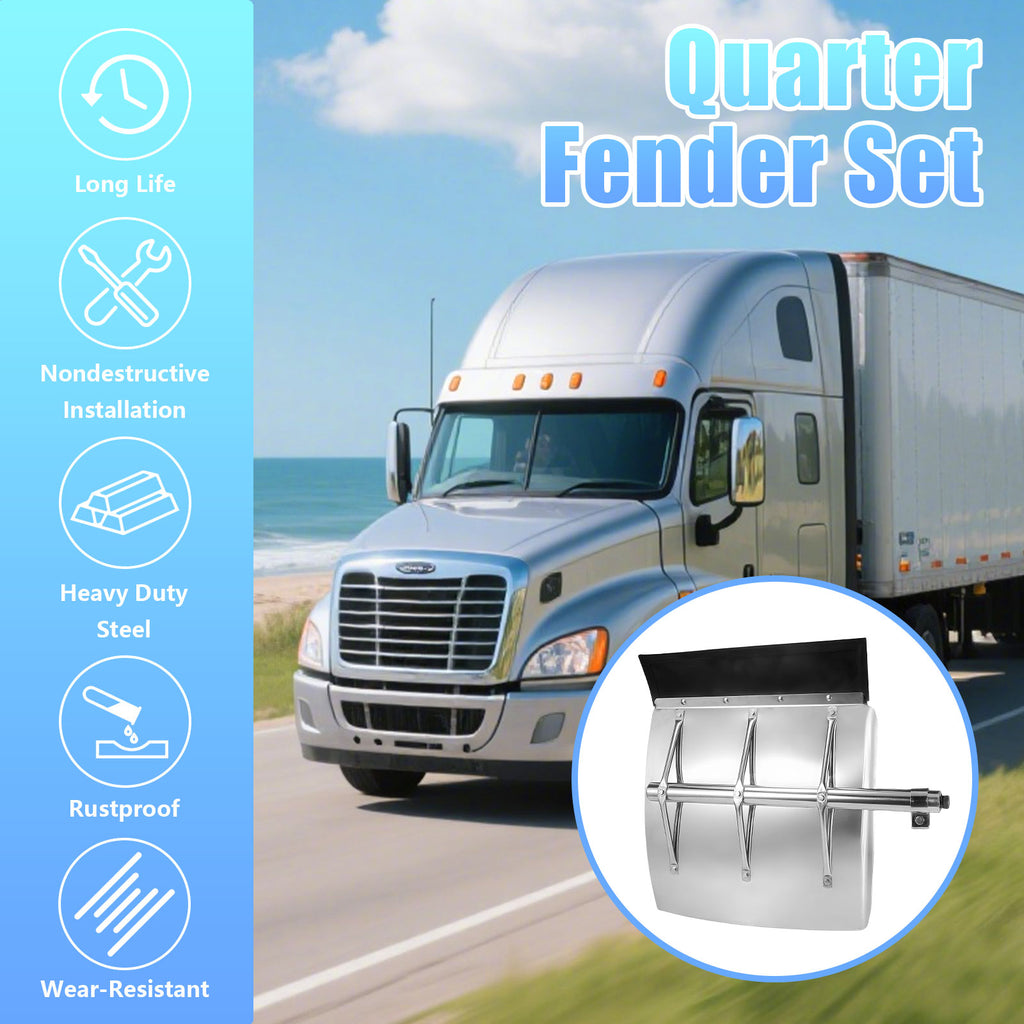 Polished Stainless 24" Truck Quarter Fender – X-Lattice Reinforcement – Pair (7001)