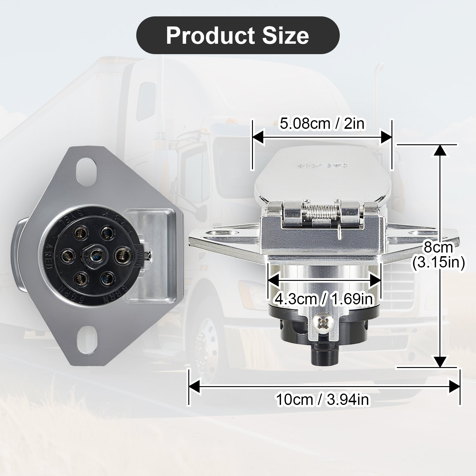 7-Way SAE J560 Trailer Socket — Chrome, Vehicle-Side (SL-S1)