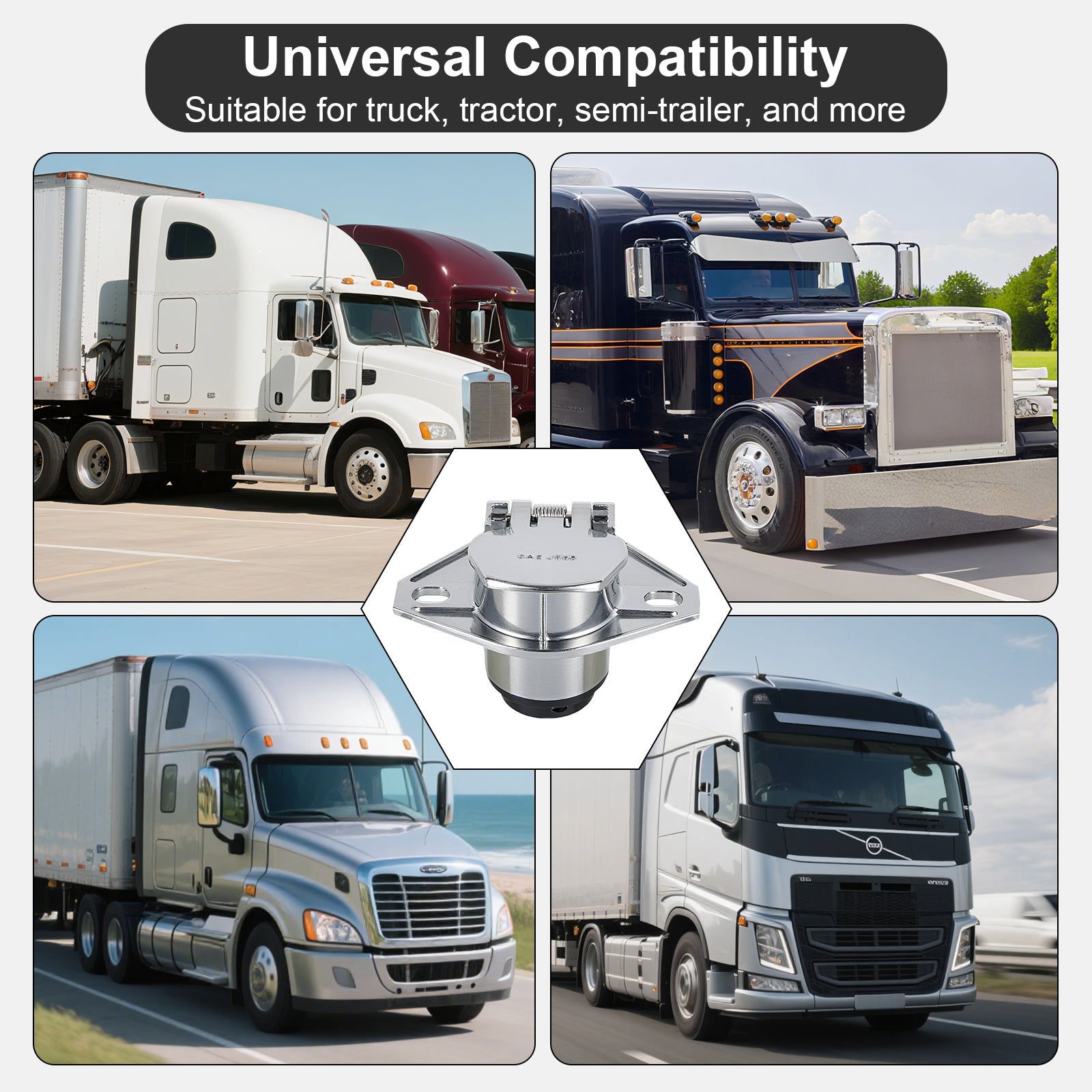 7-Way SAE J560 Trailer Socket — Chrome, Vehicle-Side (SL-S1)
