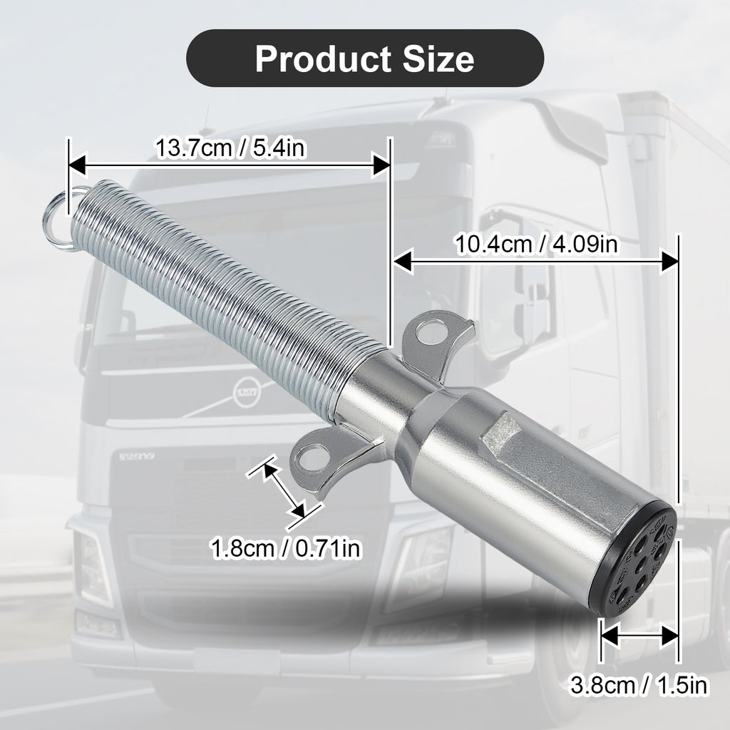 7-Way SAE J560 Trailer Plug — Chrome, Trailer-Side, Spring Strain Relief (SL-S2)