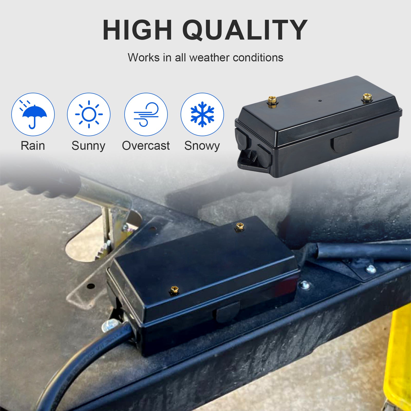 7-Way Trailer Junction Box — Black Plastic with Brass Terminals + Hardware Kit
